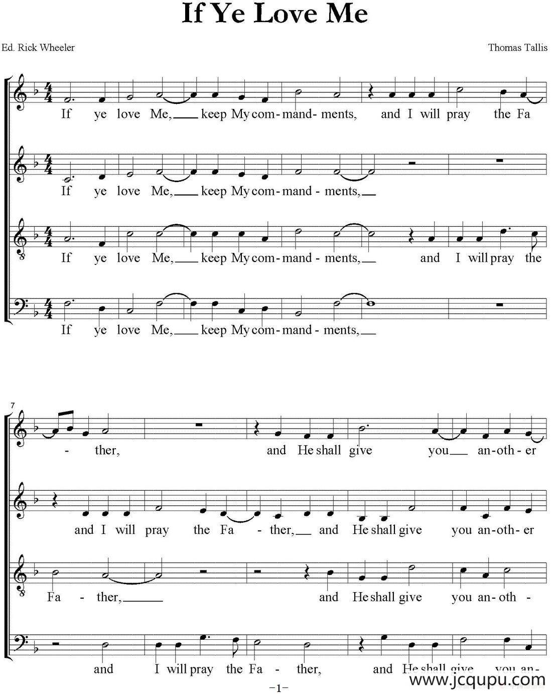 If ye love me（四重奏）简谱