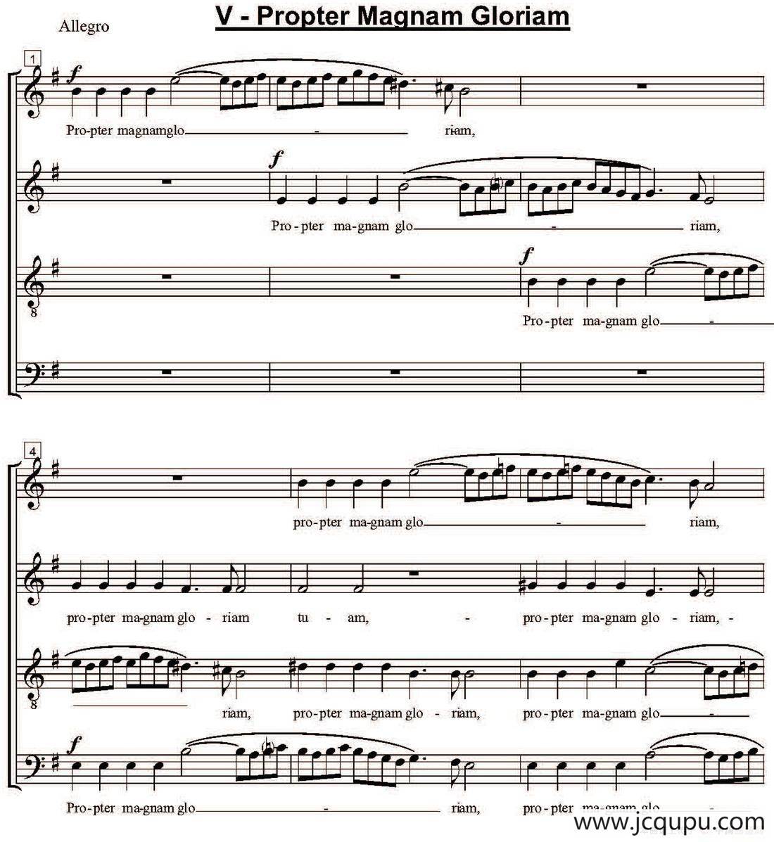 Propter Magnam Gloriam（萨克斯四重奏）简谱