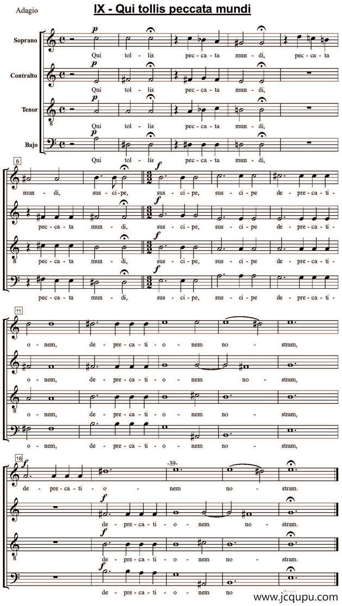 Qui tollis peccata mundi（萨克斯四重奏）简谱