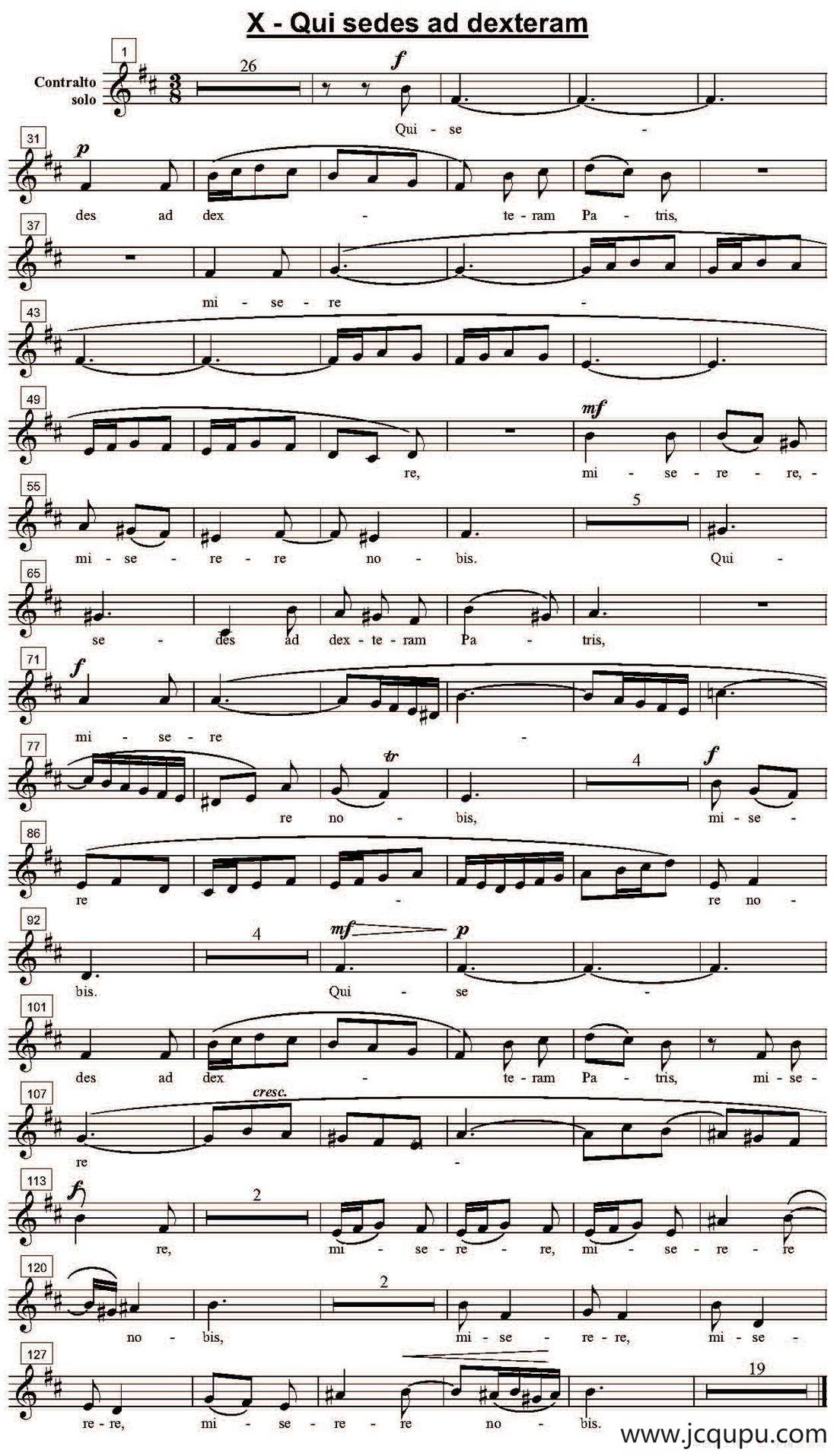 Qui sedes ad dexteram（萨克斯四重奏）简谱