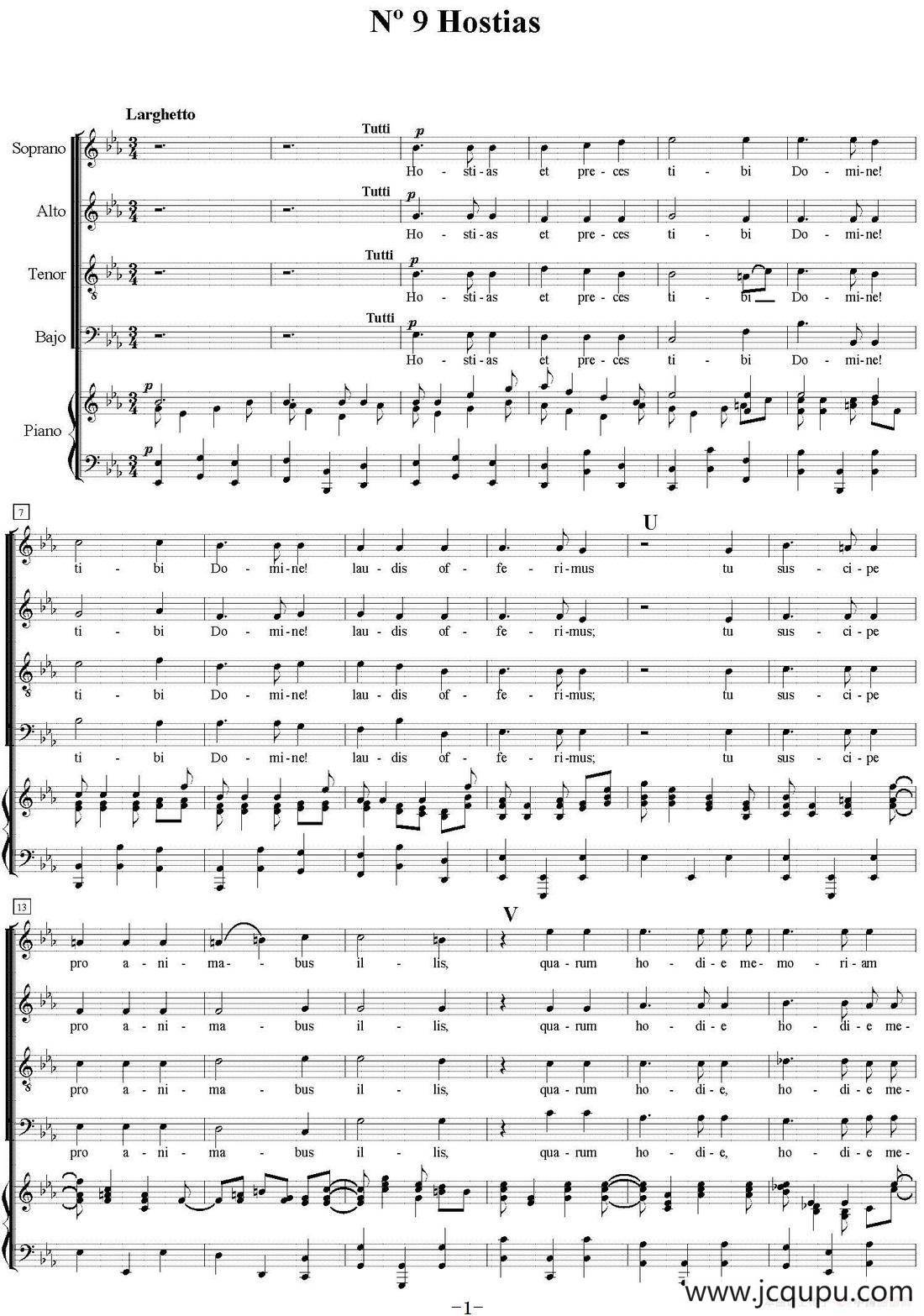 N°9 Hostias（萨克斯四重奏+钢琴伴奏）简谱