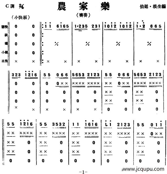 农家乐（民乐齐奏+打击乐）简谱