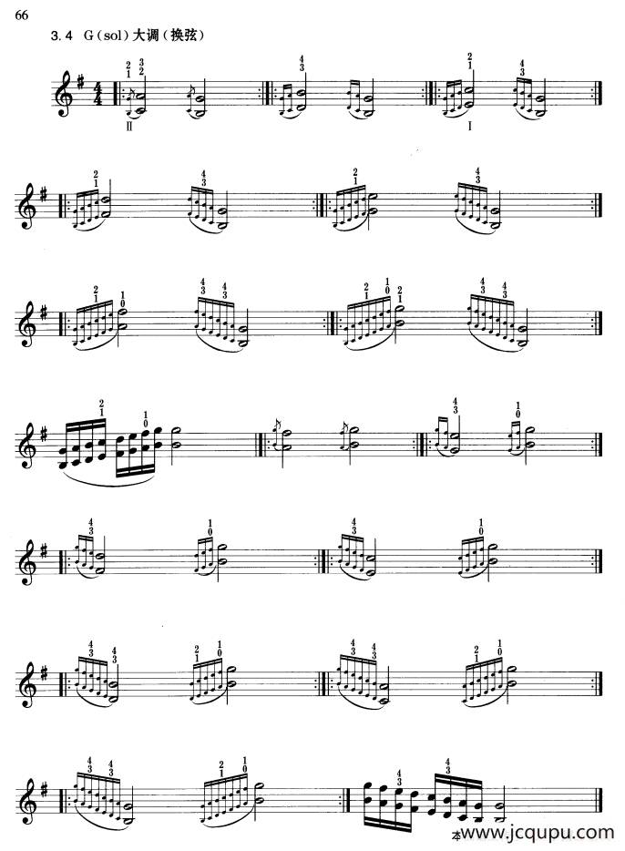 G大小调双弦音阶快速练习简谱