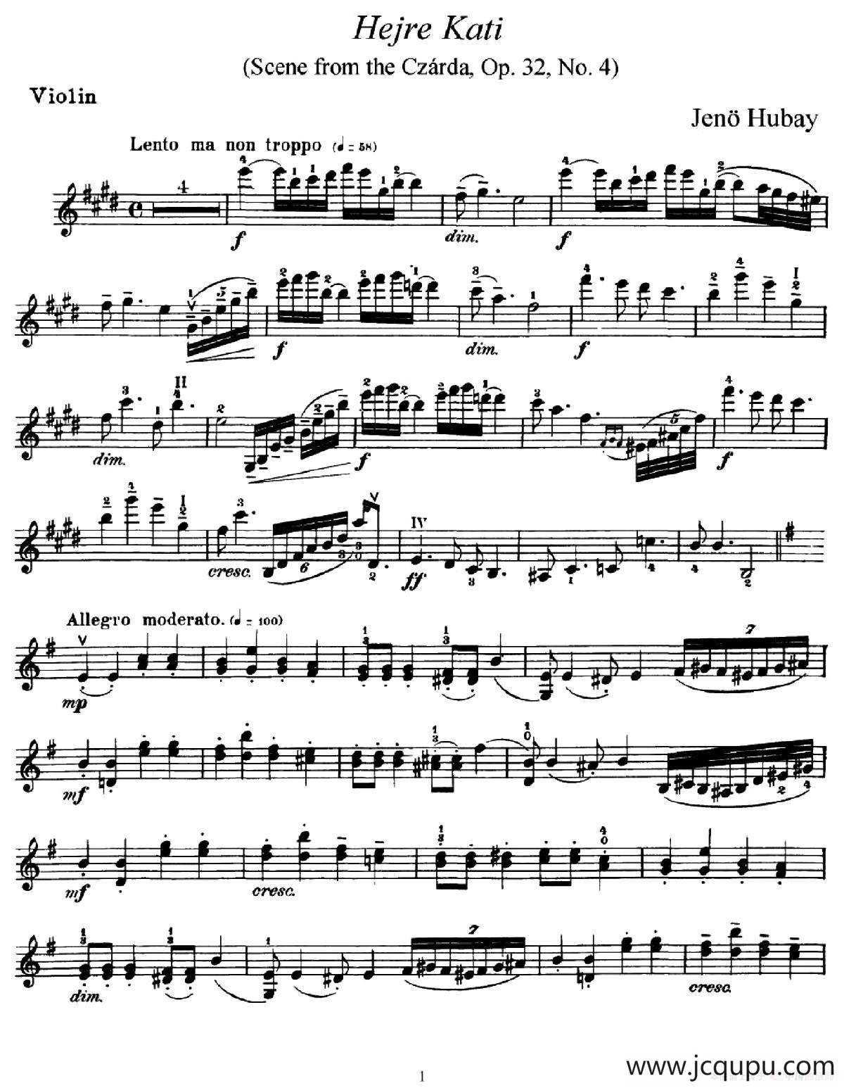 Hejre Kati（Scene from the Czarda,Op.32,No.4）简谱