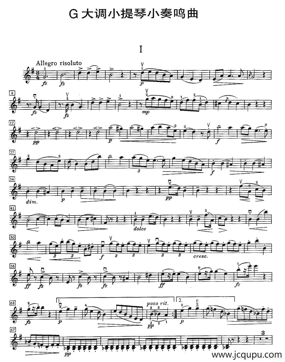 G大调小提琴小奏鸣曲 作品100（Sonatina G Major op.100）简谱