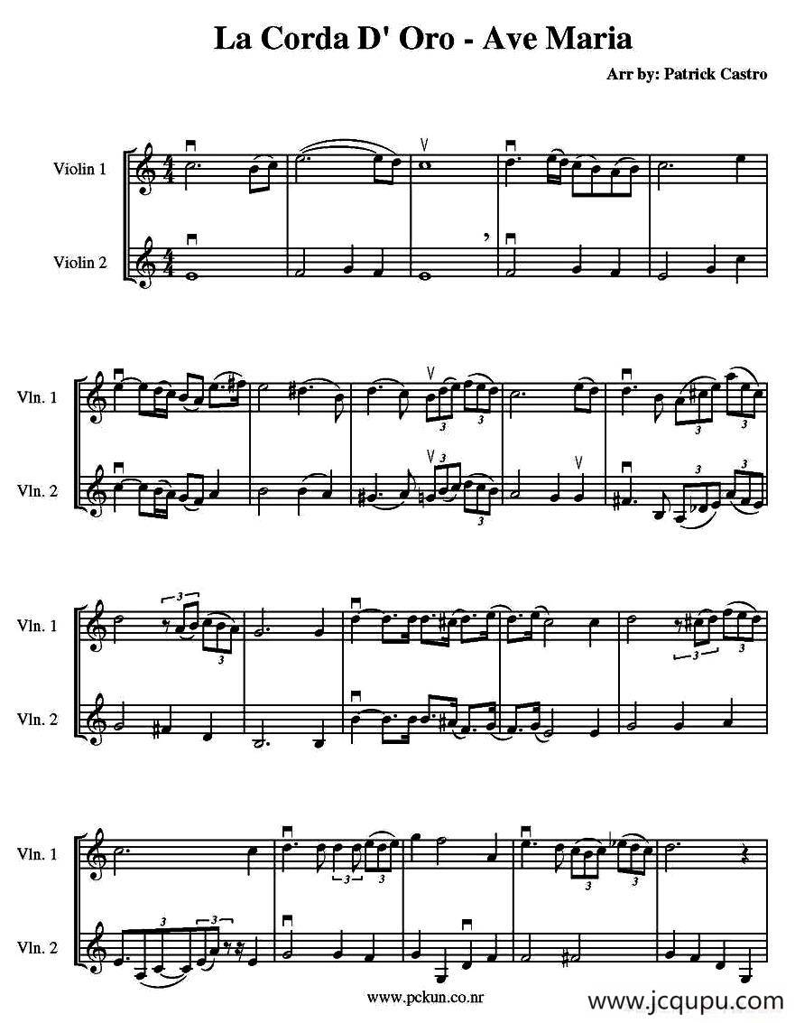 La Corda D'Oro - Ave Maria（小提琴二重奏）简谱