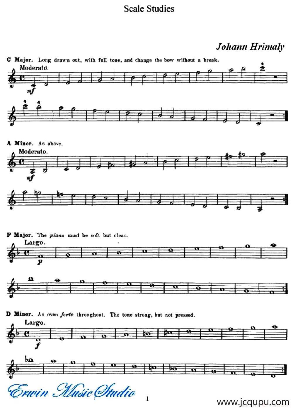 赫利美利《小提琴音阶练习》（Hrimaly《Scale Studies》）简谱
