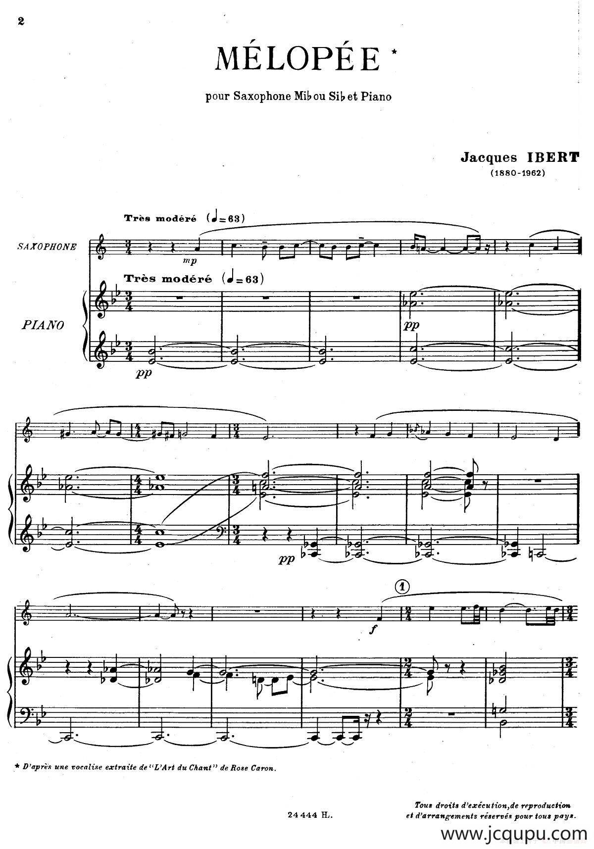 MELOPEE（旋律）（萨克斯+钢琴伴奏）简谱