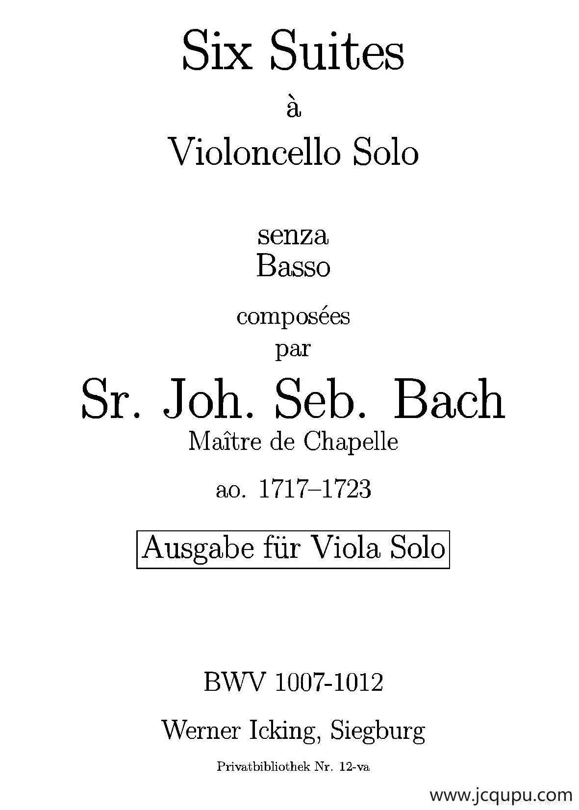 巴赫《无伴奏组曲》Ⅰ（中提琴）简谱