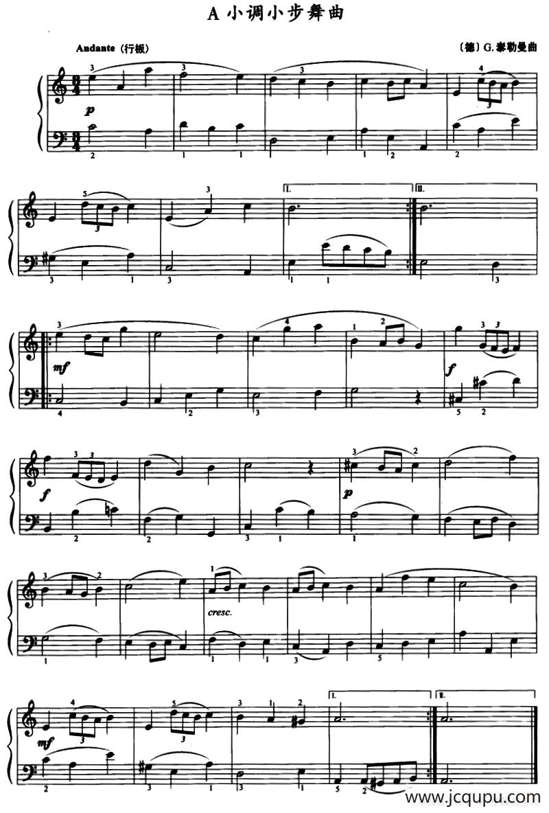 A小调小步舞曲简谱