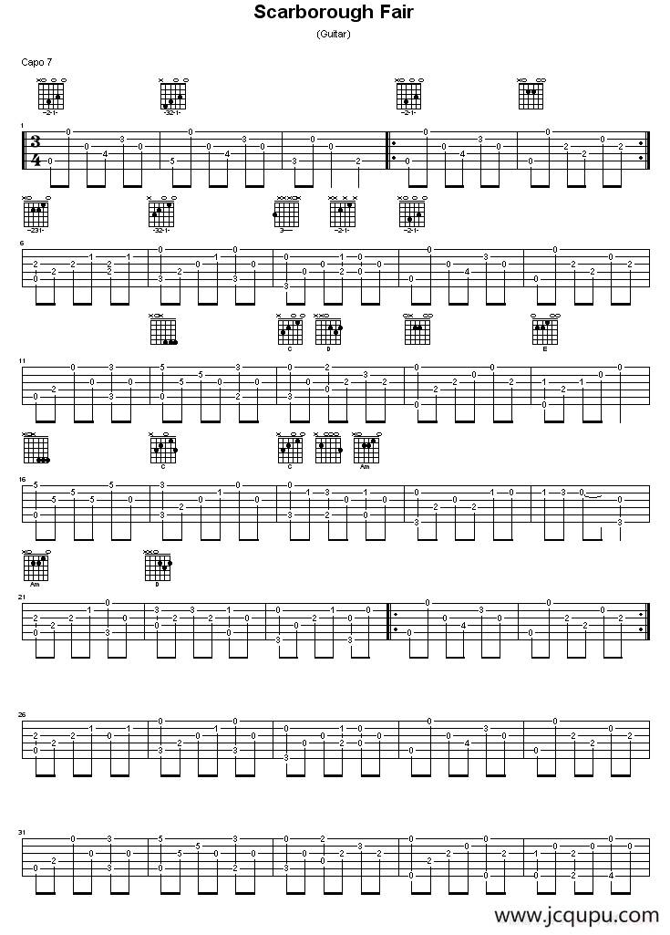 Scarborough Fair（独奏）简谱