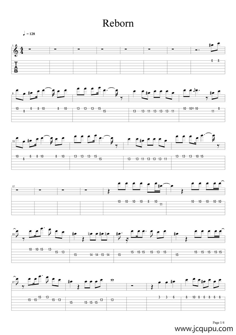 Reborn（指弹谱）简谱
