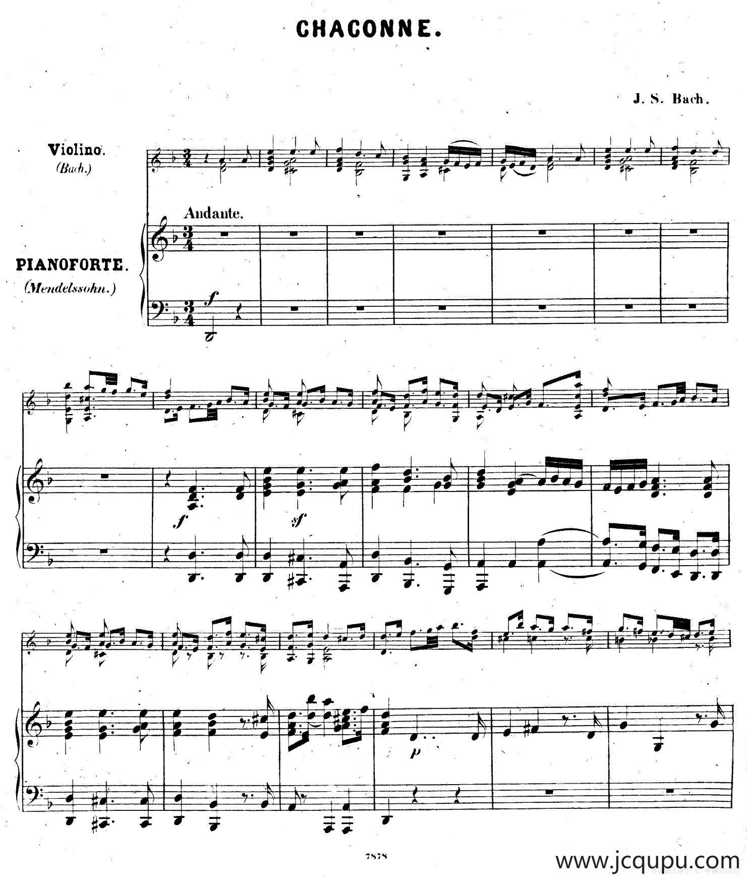 CHACONNE（恰空舞曲）（门德尔松改编版）简谱