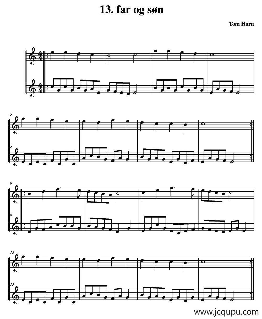 far og son（简易二重奏）简谱