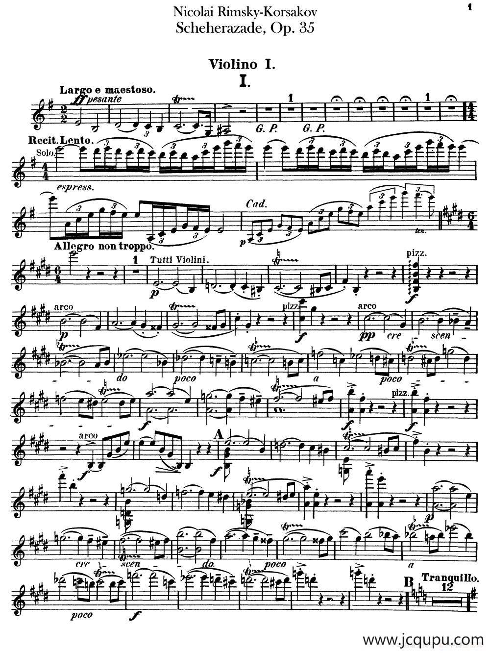 Scheherazade（Ⅰ）Op.35（第一小提琴）简谱
