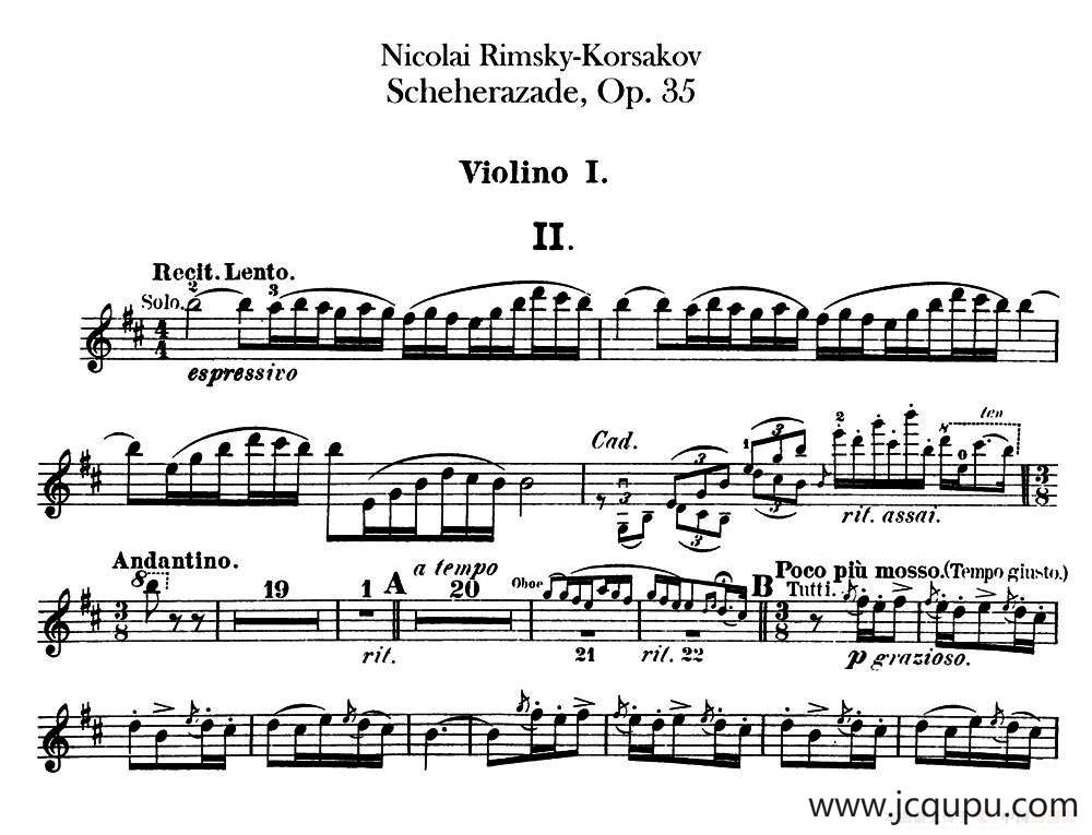 Scheherazade（Ⅱ）Op.35（第一小提琴）简谱