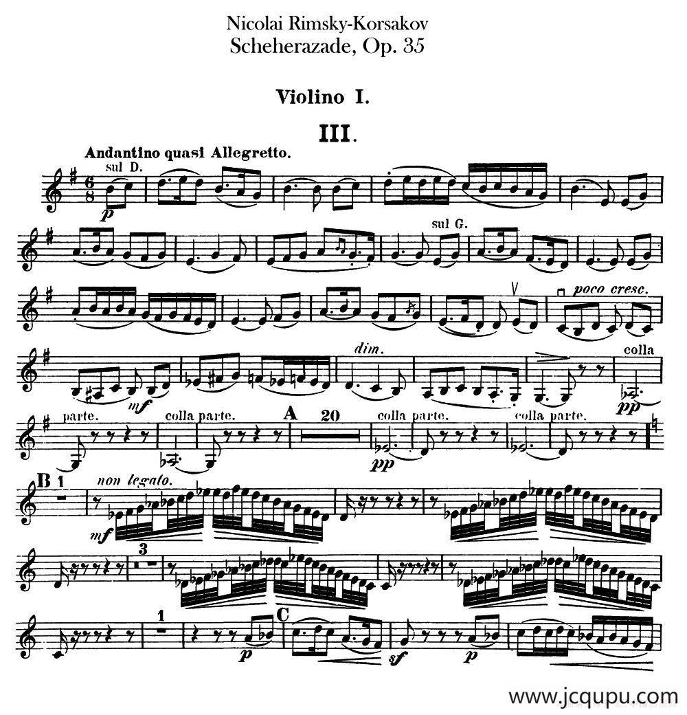 Scheherazade（Ⅲ）Op.35（第一小提琴）简谱