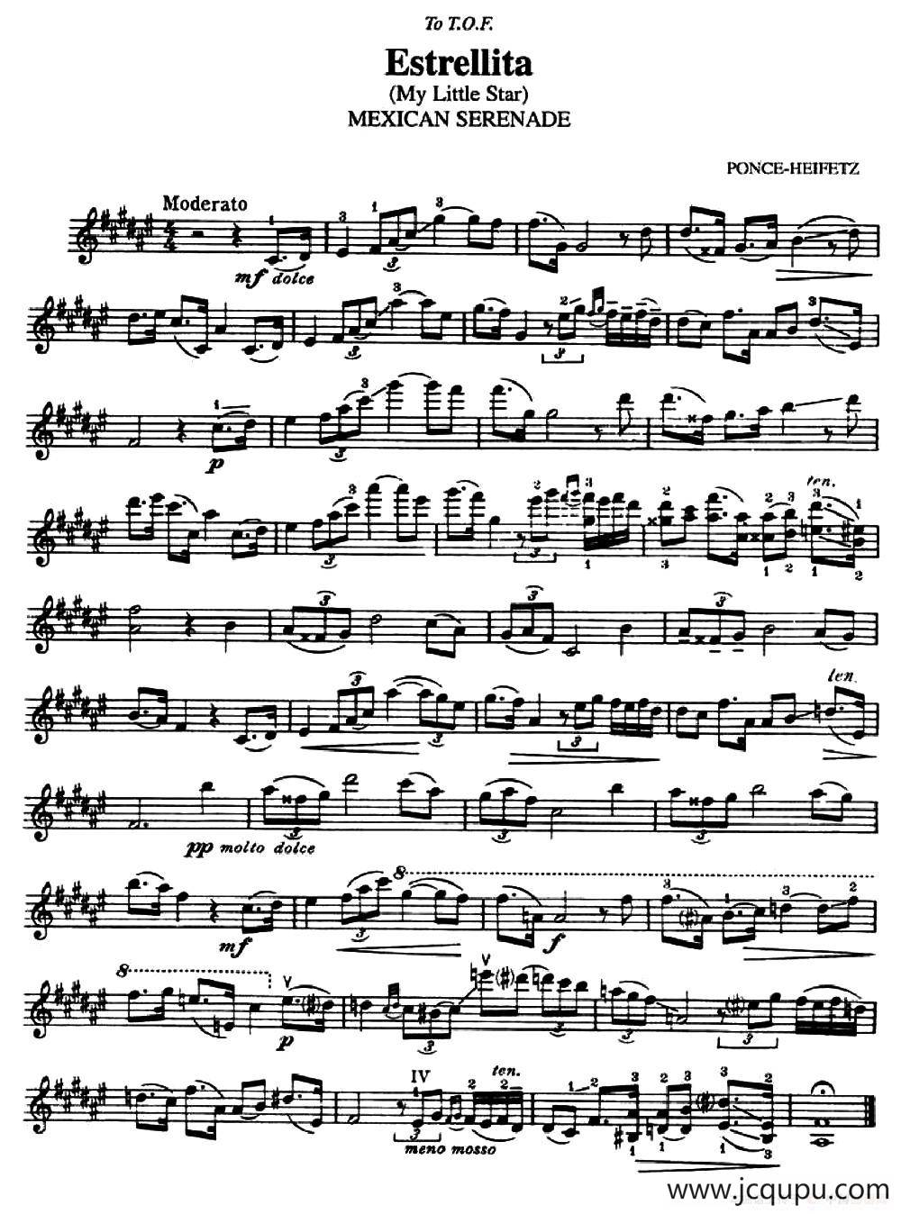 Estrellita（爱斯特丽塔）简谱