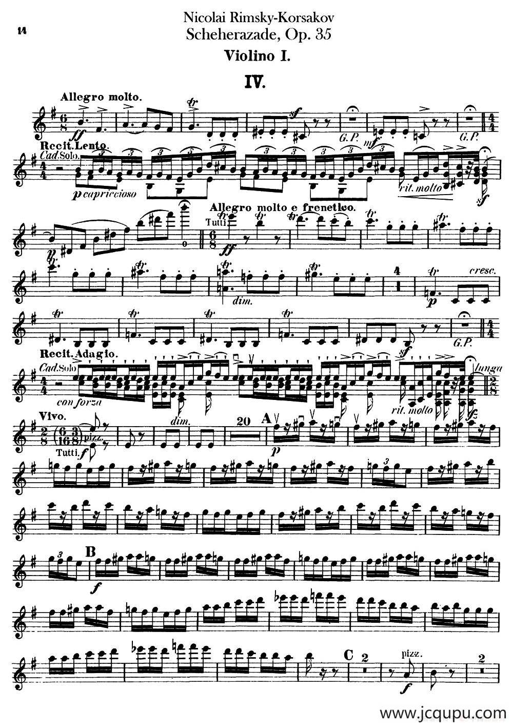 Scheherazade（Ⅳ）Op.35（第一小提琴）简谱