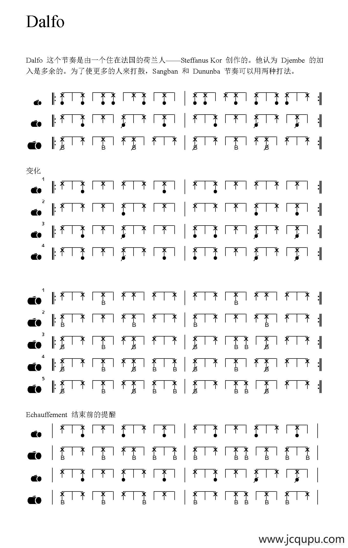 Dalfo（非洲手鼓谱）简谱