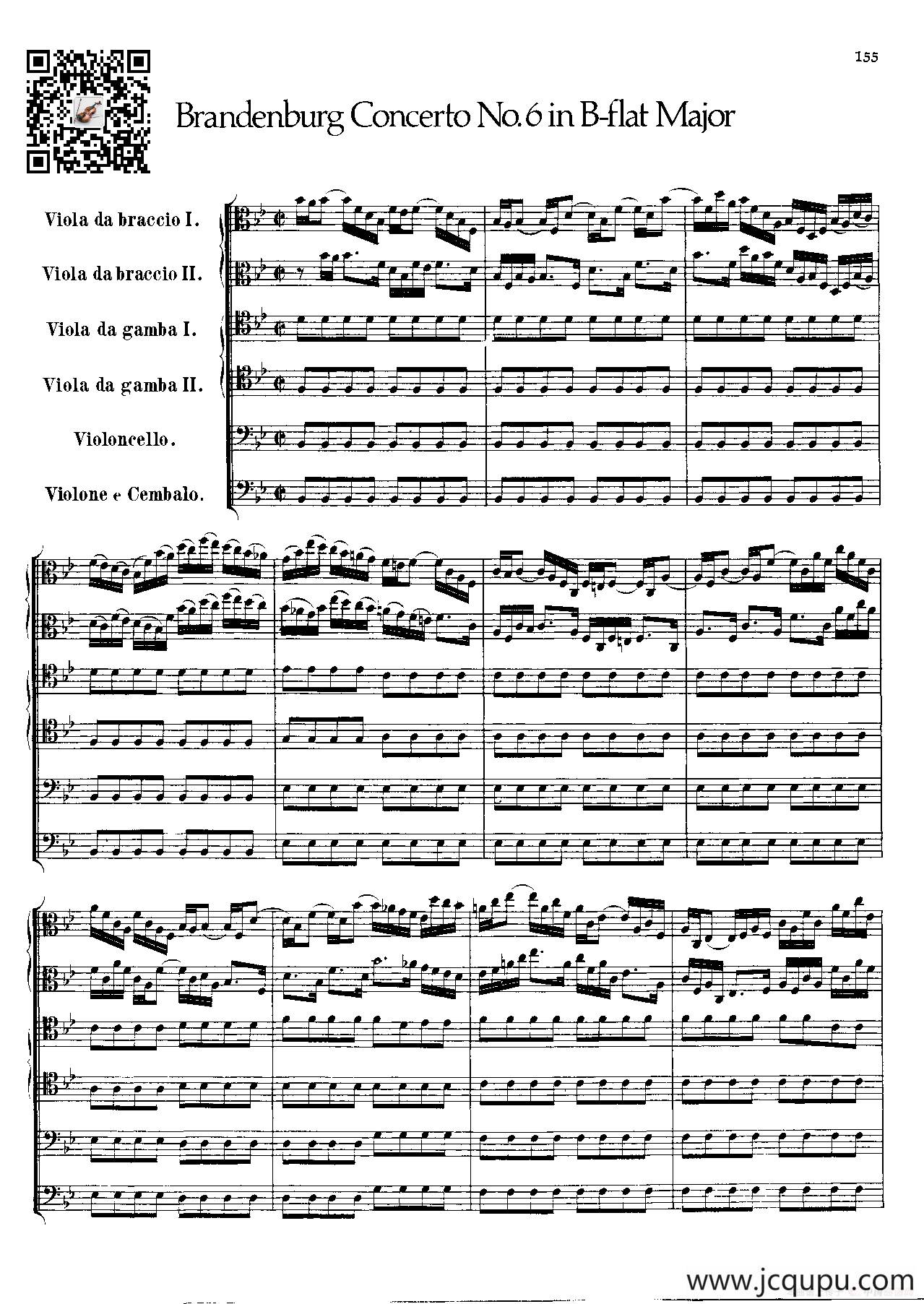 勃兰登堡第六协奏曲（弦乐合奏总谱）简谱