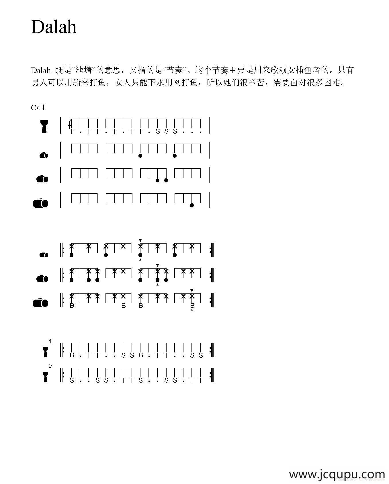 Dalah（非洲手鼓谱）简谱
