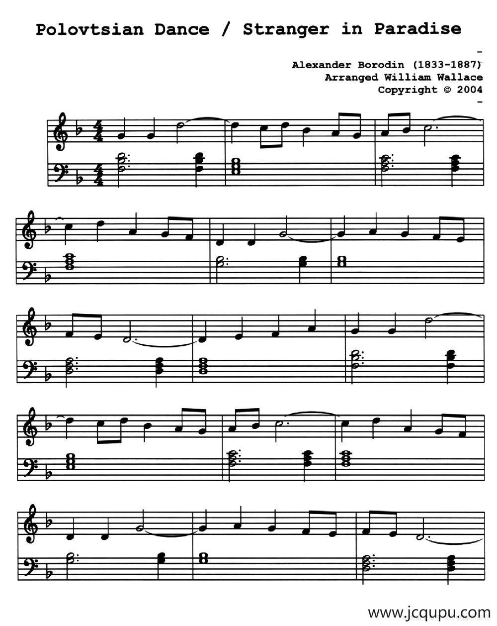 Polovtsian Dance/Stranger in Paradise（天堂里的陌生人）简谱