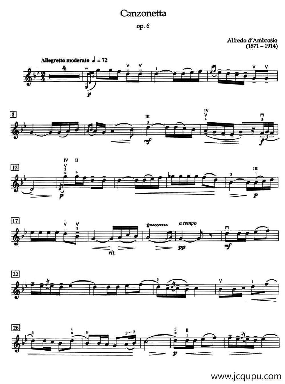 Canzonetta Op.6（短歌）简谱