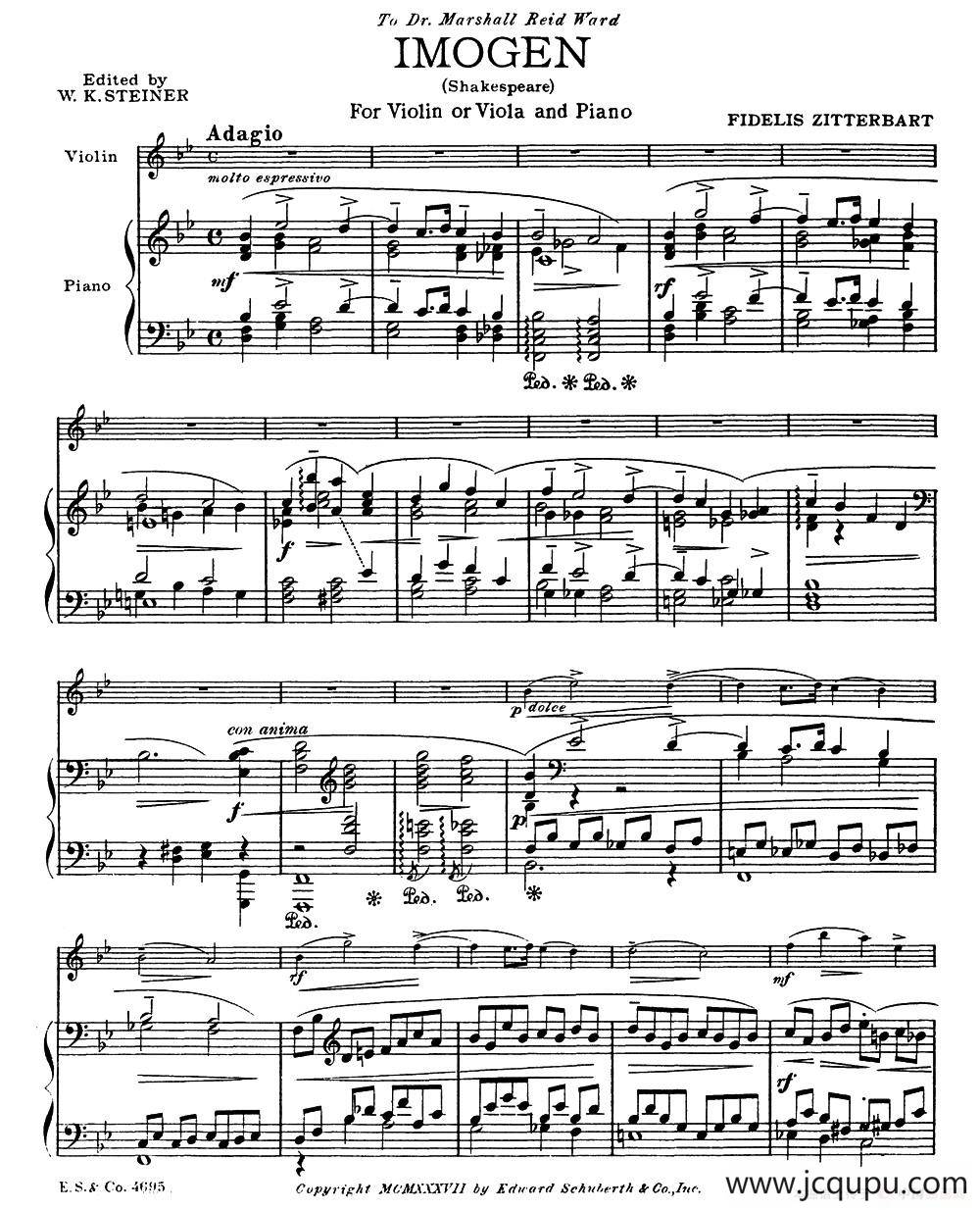 IMOGEN（Shakespeare）（小提琴+钢琴伴奏）简谱