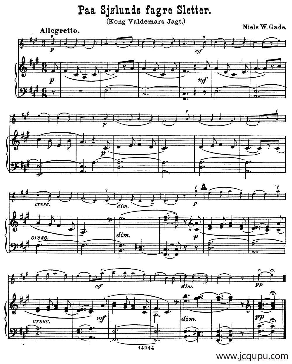 Paa Sjolunds fagre Sletter.（小提琴+钢琴伴奏）简谱