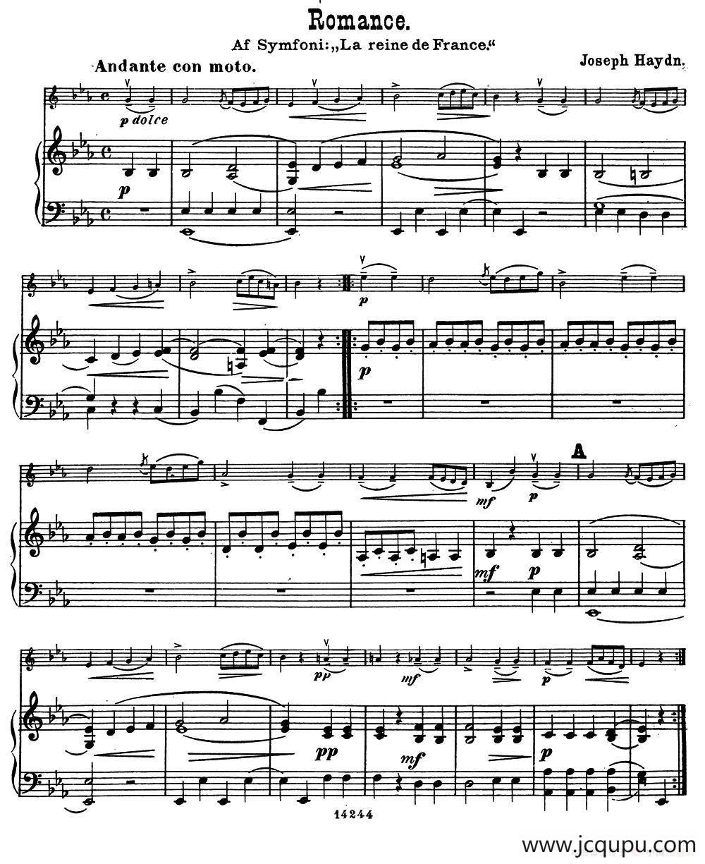 Romance.（小提琴+钢琴伴奏）简谱