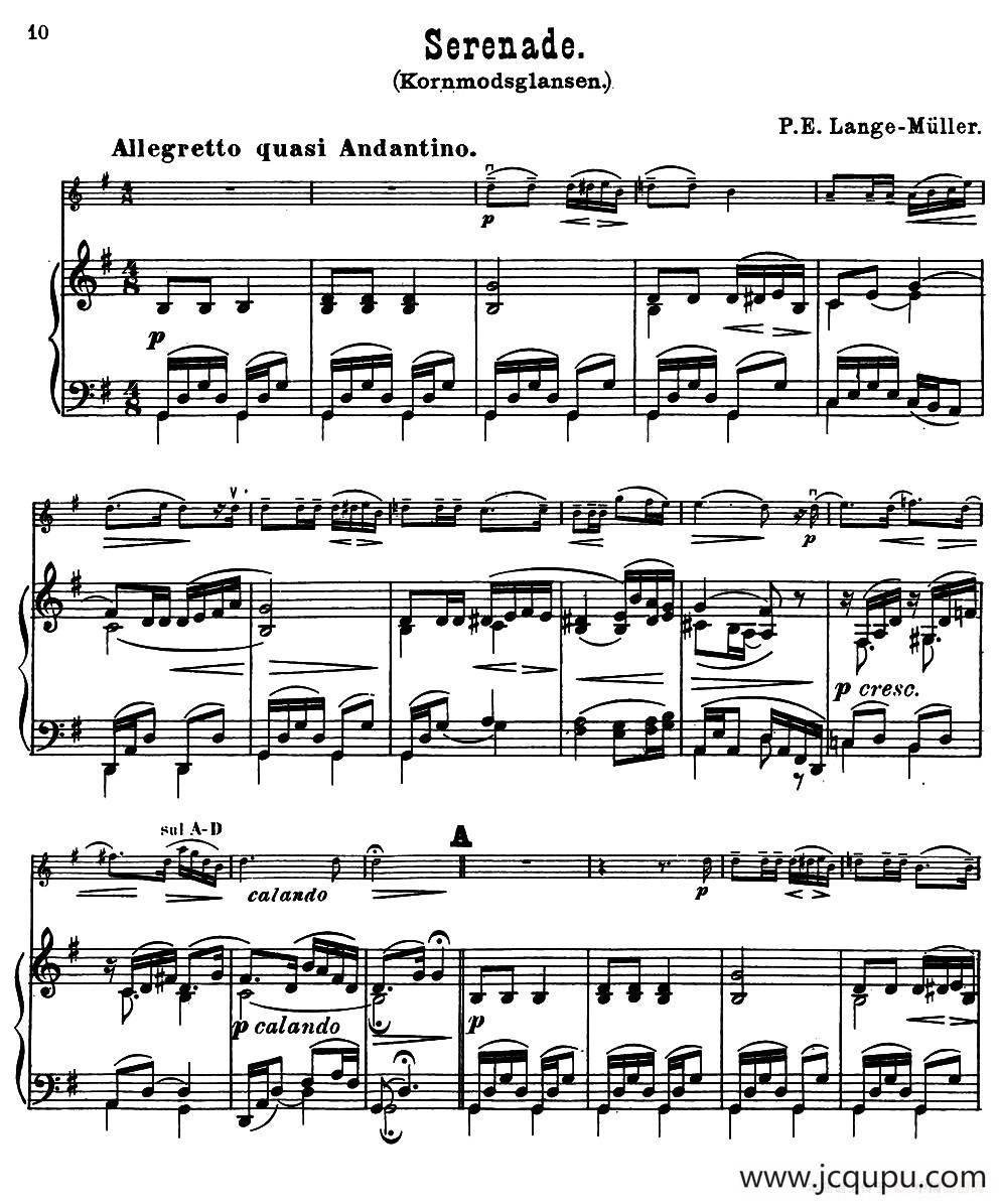 Serenade.（小提琴+钢琴伴奏）简谱