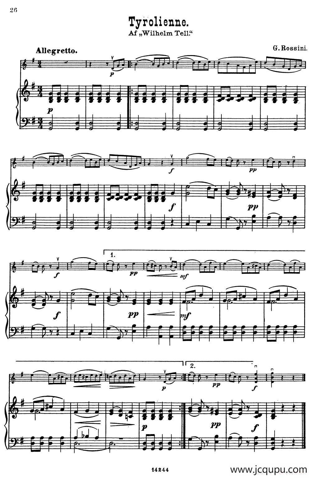 Tyrolienne.（小提琴+钢琴伴奏）简谱