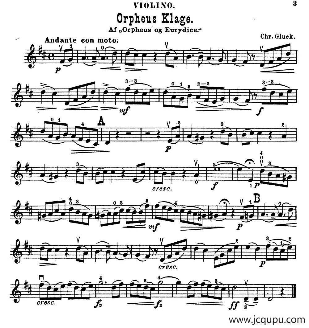 Orpheus Klage.简谱