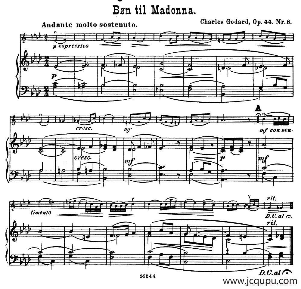 Bon til Madonna.（小提琴+钢琴伴奏）简谱
