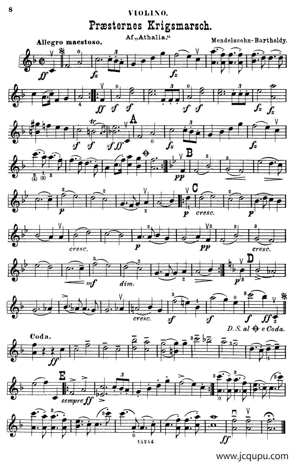 Prandsternes Krigsmarsch.简谱