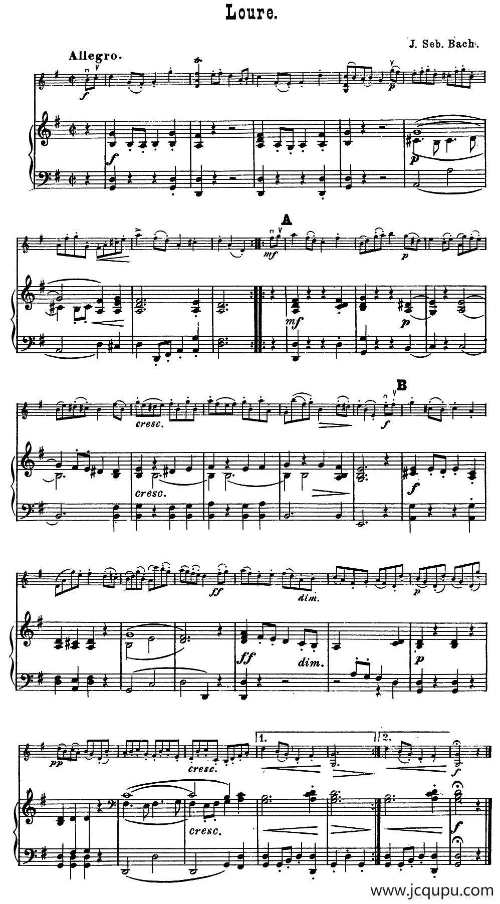 Loure.（小提琴+钢琴伴奏）简谱