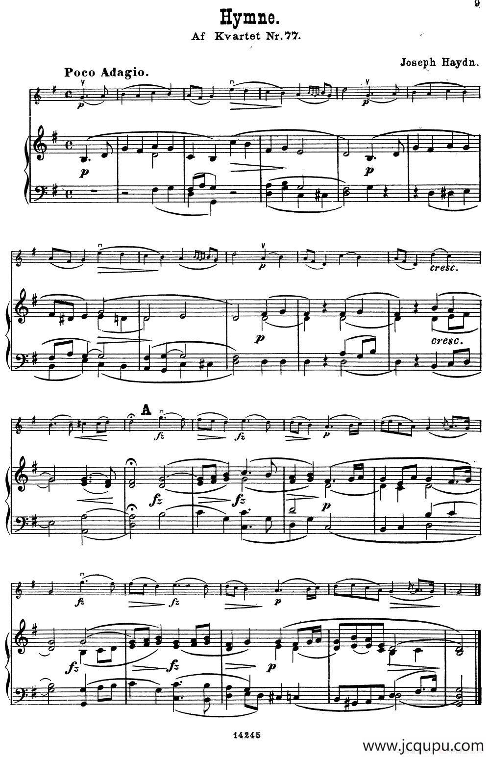 Hymne.（小提琴+钢琴伴奏）简谱