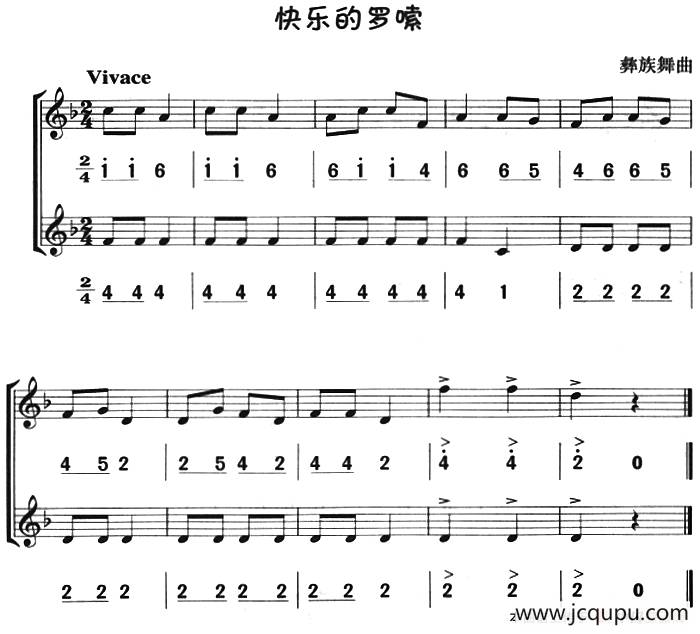 快乐的罗嗦（八孔竖笛线简谱对照版、二重奏）简谱