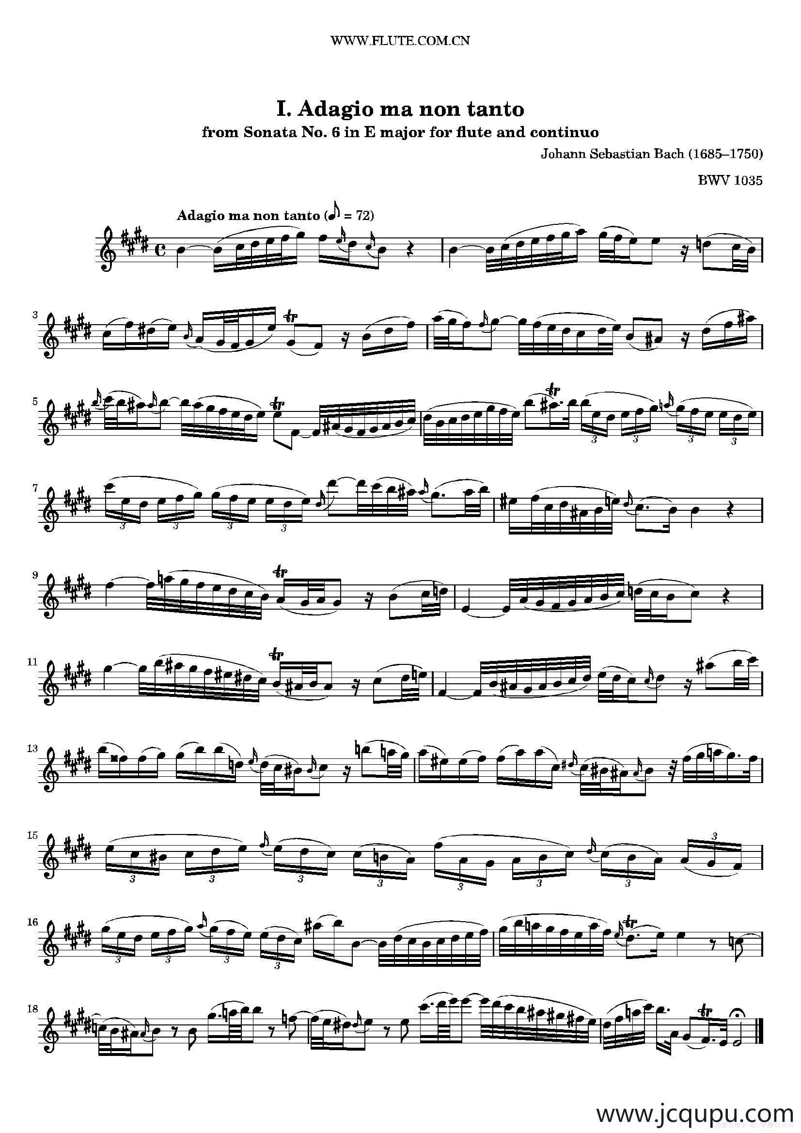 Adagio Ma Non Tanto（BWV1035 ）简谱