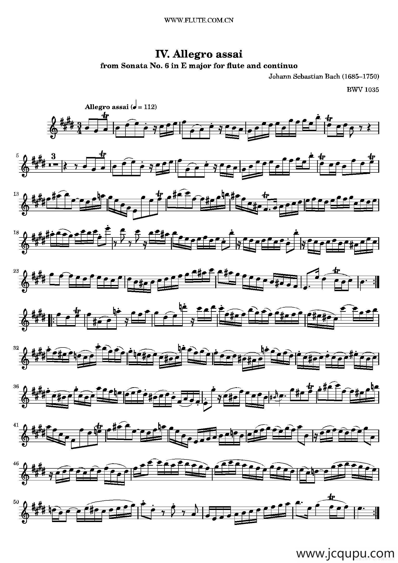 Allegro Assai（BWV1035 ）简谱