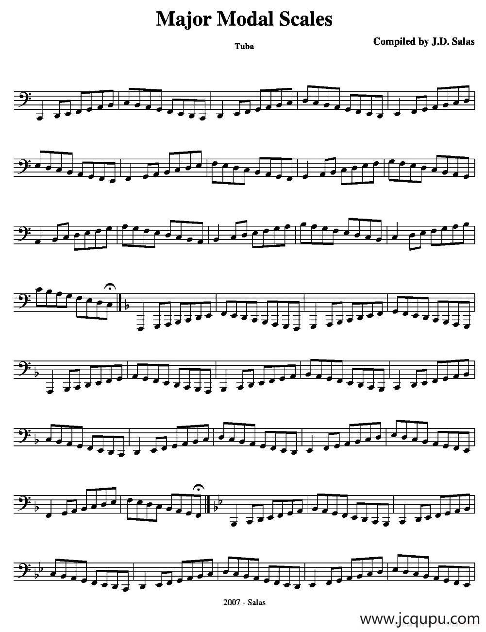 Major Modal Scales - Tuba（大号练习教材选曲）简谱