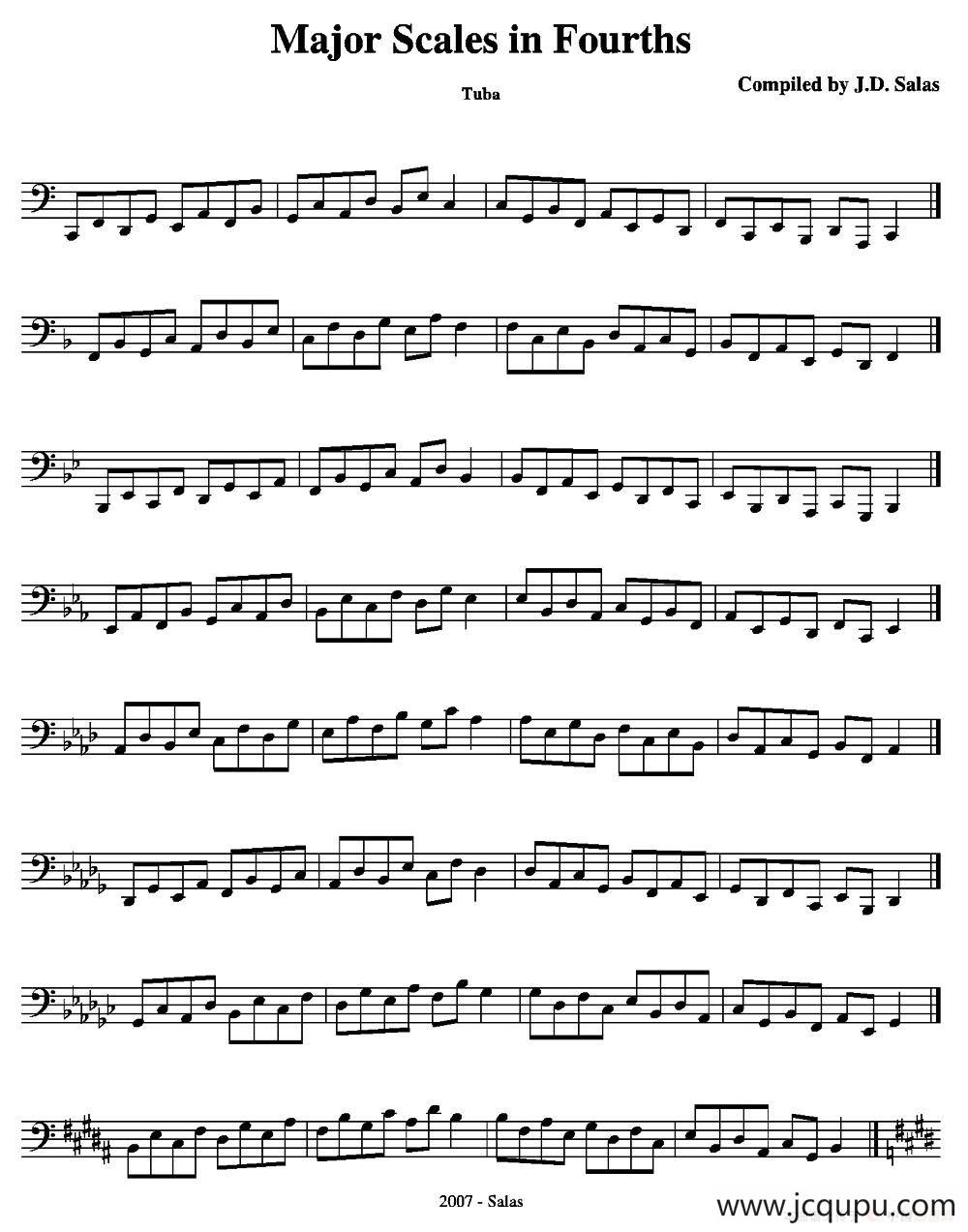 Major Scales in 4ths - Tuba（大号练习教材选曲）简谱