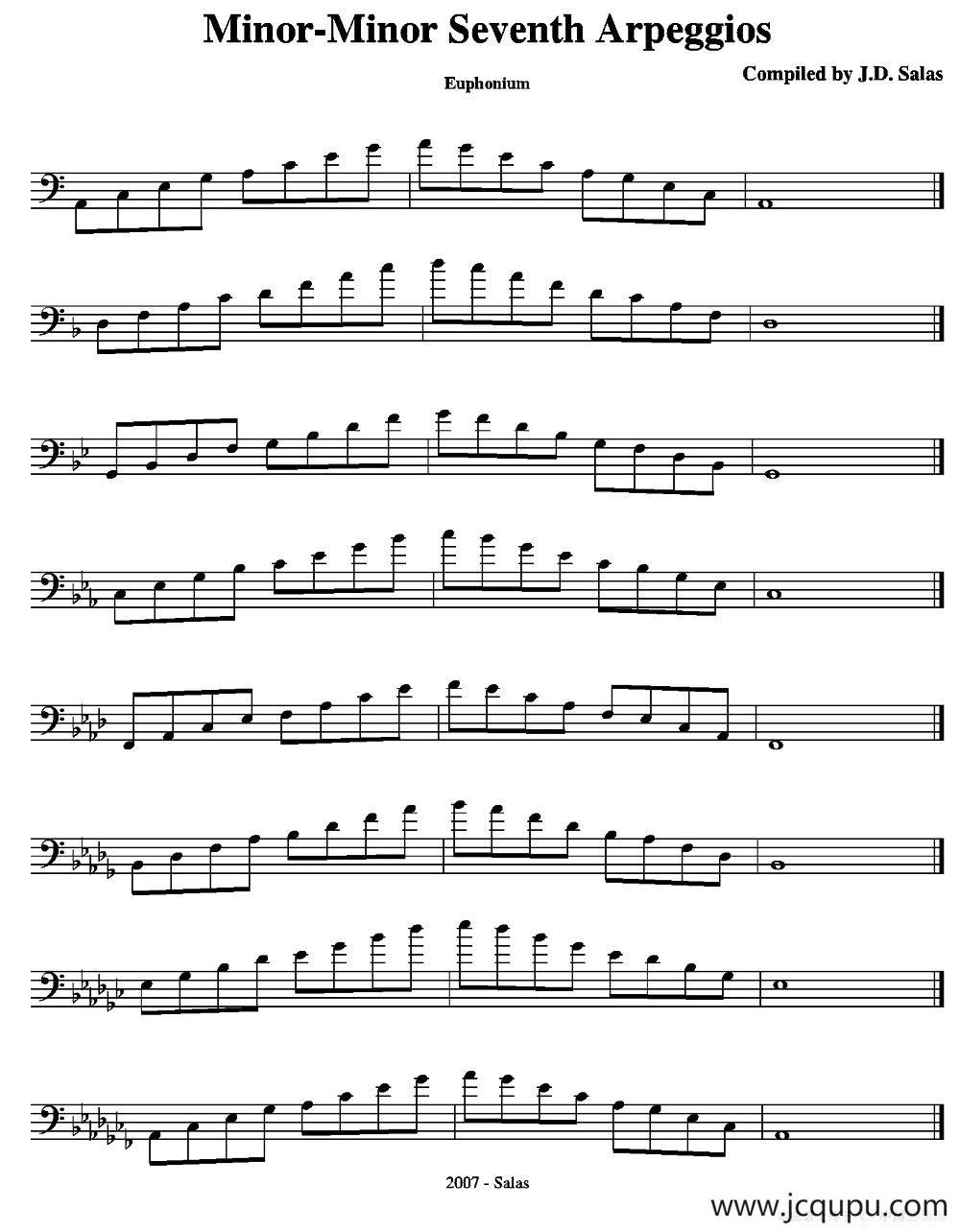 Minor-Minor 7th Arpeggios - Euphonium（上低音号练习教材选曲）简谱