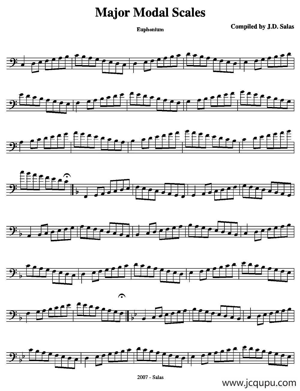 Major Modal Scales - Euphonium（上低音号练习教材选曲）简谱