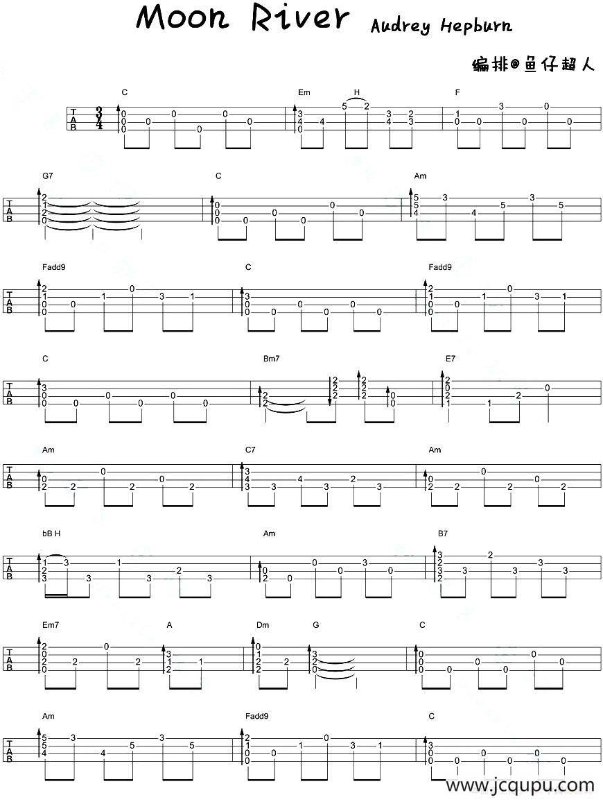 Moon River（尤克里里指弹谱）简谱