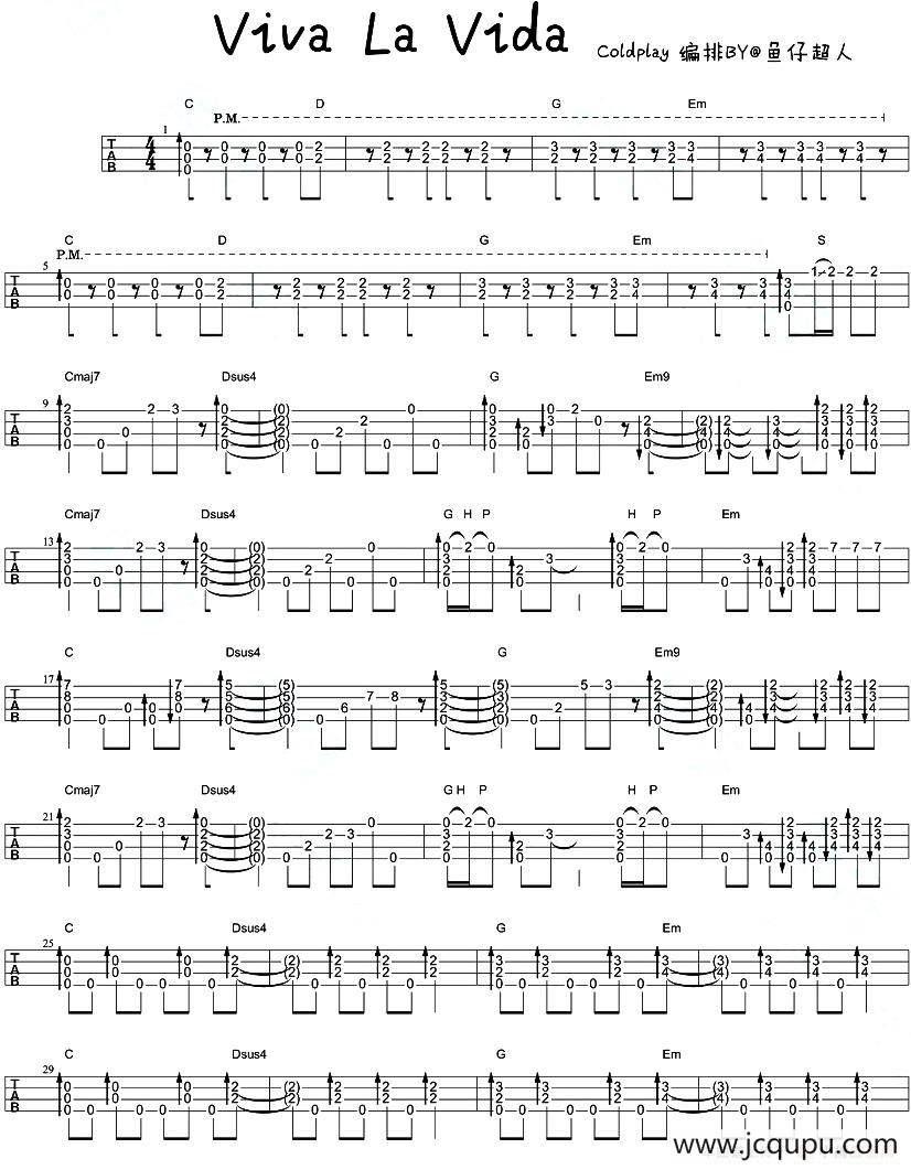 Viva La Vida 生命万岁（尤克里里指弹谱）简谱