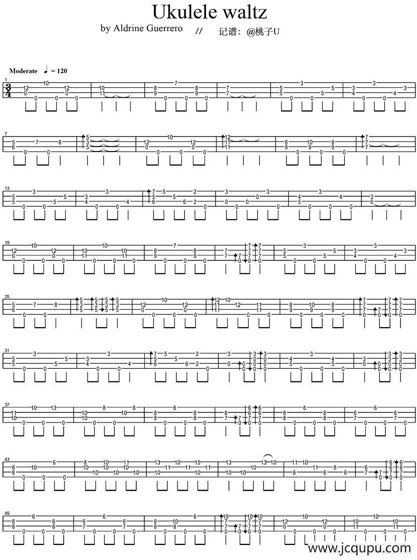 Ukulele waltz（尤克里里指弹谱）简谱