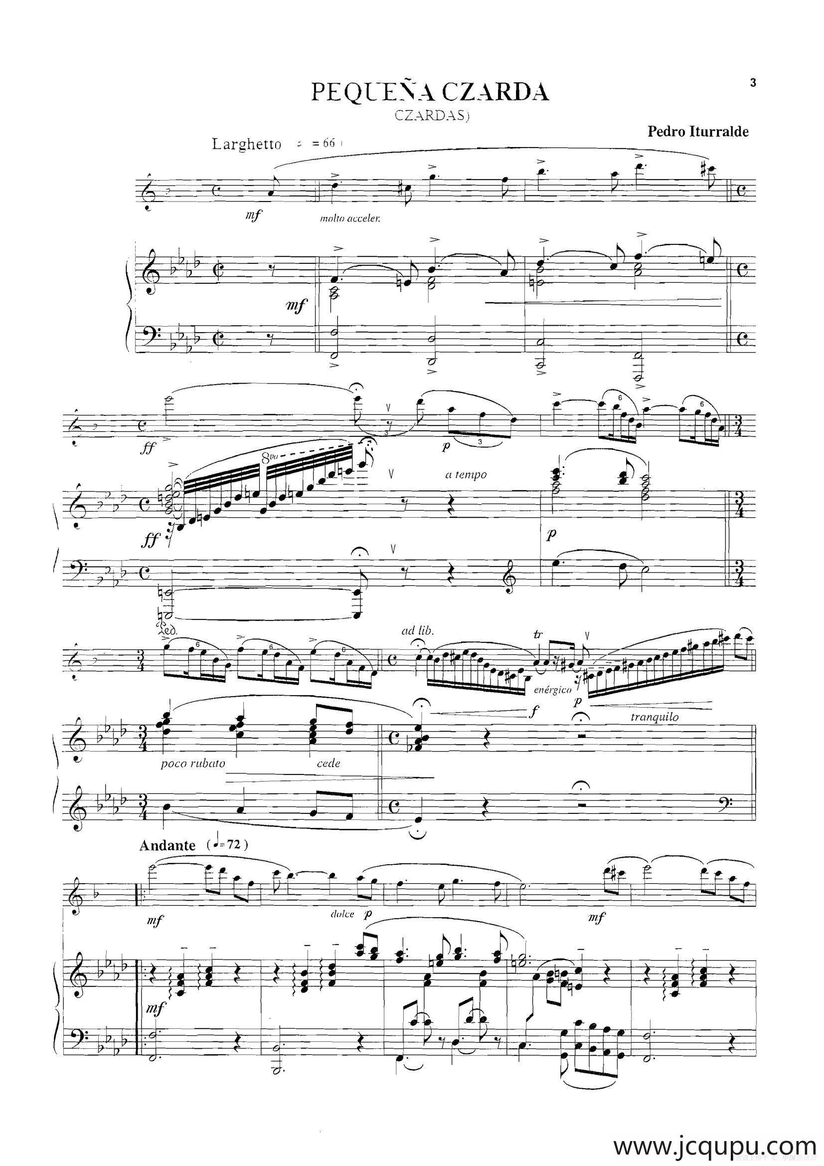 Pequena Czarda（小查尔达什）（萨克斯+钢琴伴奏）简谱