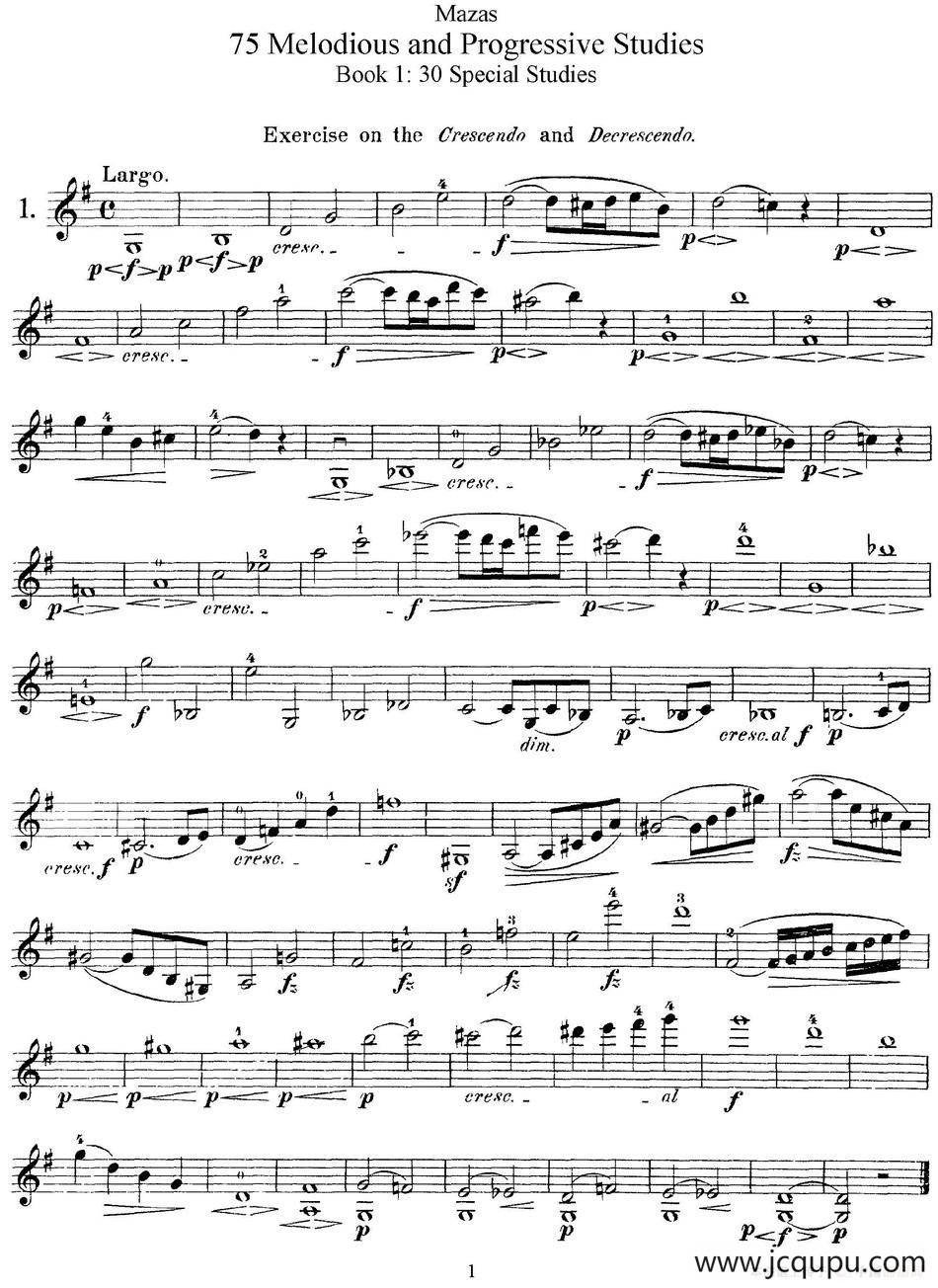 马扎斯小提琴练习曲 Op.36 第一册 特殊练习曲（1）简谱